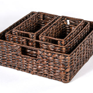 Traditional Assorted Hand-Woven Hyacinth/Iron Baskets