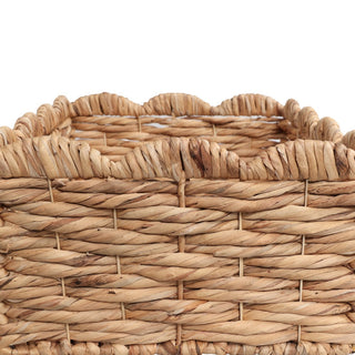 Ignisoul Rustic Cottage Handwoven Water Hyancinth Scalloped Edge Nesting Storage Baskets