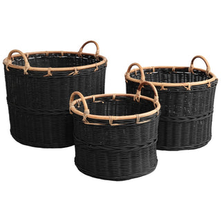 Mossinia Bohemian Cottage Handwoven Rattan Nesting Storage Baskets with Handles