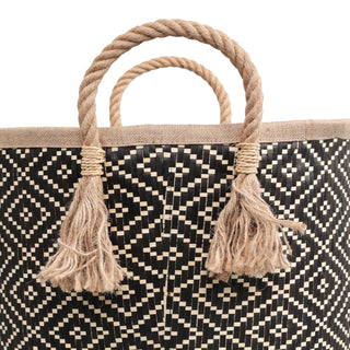 Rivo Rustic Coastal Handwoven Palm Leaf Nesting Storage Baskets with Rope Handles