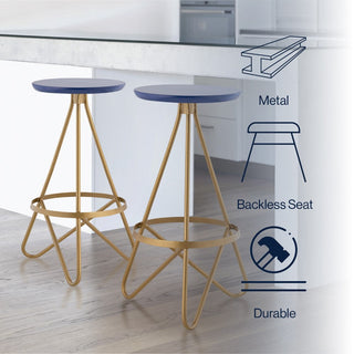 Nerd 30" Modern Industrial Metal Backless Circular Bar Stool