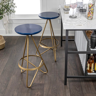 Nobu 30" Modern Industrial Metal Backless Circular Bar Stool