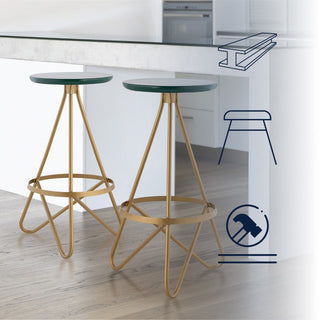 Nobu 30" Modern Industrial Metal Backless Circular Bar Stool