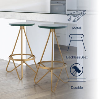 Nobu 30" Modern Industrial Metal Backless Circular Bar Stool