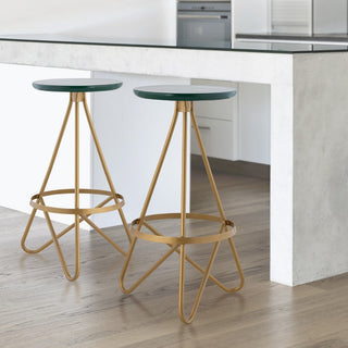 Nobu 30" Modern Industrial Metal Backless Circular Bar Stool