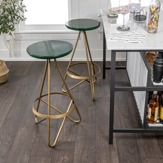 Nobu 30" Modern Industrial Metal Backless Circular Bar Stool