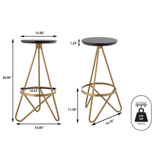 Nobu 30" Modern Industrial Metal Backless Circular Bar Stool