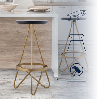 Nobu 30" Modern Industrial Metal Backless Circular Bar Stool