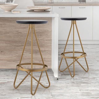 Nobu 30" Modern Industrial Metal Backless Circular Bar Stool