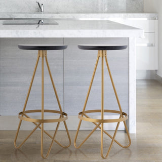 Nobu 30" Modern Industrial Metal Backless Circular Bar Stool