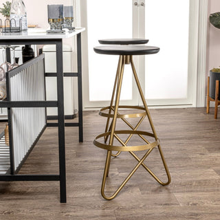 Nobu 30" Modern Industrial Metal Backless Circular Bar Stool