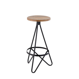 Nobu 30" Modern Industrial Metal Backless Circular Bar Stool