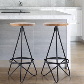 Nobu 30" Modern Industrial Metal Backless Circular Bar Stool