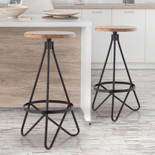 Nobu 30" Modern Industrial Metal Backless Circular Bar Stool