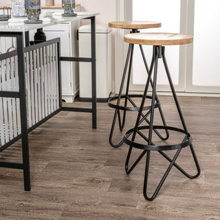 Nobu 30" Modern Industrial Metal Backless Circular Bar Stool