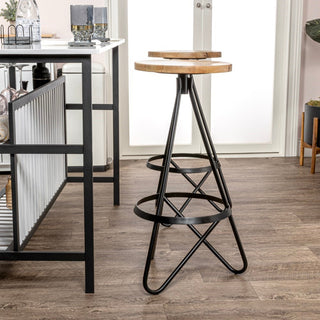 Nobu 30" Modern Industrial Metal Backless Circular Bar Stool