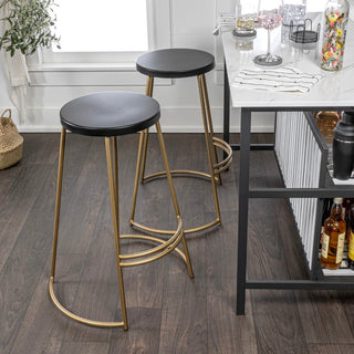 Bergmund 28.75" Modern Designer Iron Curved Backless Bar Stool