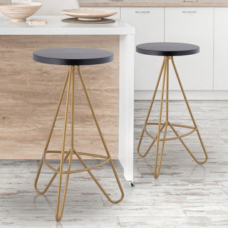 Chintaly 30" Modern Industiral Iron Tripod Backless Bar Stool