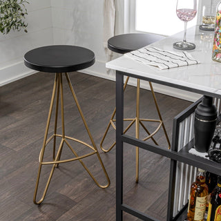 Chintaly 30" Modern Industiral Iron Tripod Backless Bar Stool