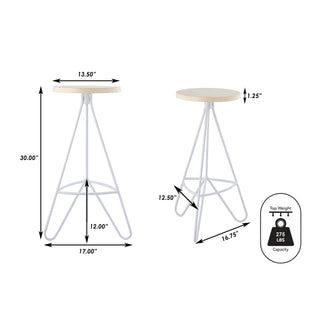 Chintaly 30" Modern Industiral Iron Tripod Backless Bar Stool