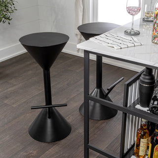 Olivia 29.75" Modern Industrial Iron Hourglass Backless Bar Stool with Foot Rest