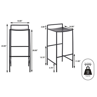 Noble 30" Coastal Contemporary Iron Saddle-Seat Low-Back Bar Stool with Foot Rest