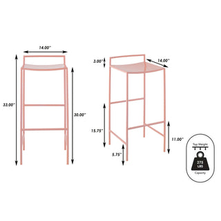 Noble 30" Coastal Contemporary Iron Saddle-Seat Low-Back Bar Stool with Foot Rest