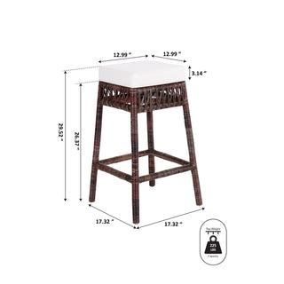 Raywood Rustic Bohemian Hyacinth/Wood Backless Counter Stool