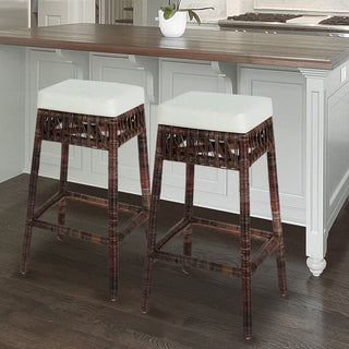 Raywood Rustic Bohemian Hyacinth/Wood Backless Counter Stool