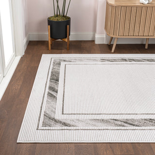 Varans Classic Border Marble Pattern High-low Area Rug