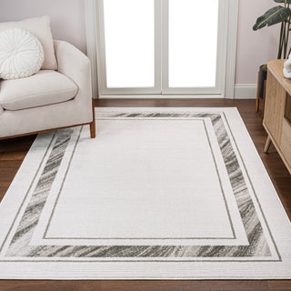 Varans Classic Border Marble Pattern High-low Area Rug