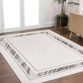 Varans Classic Border Marble Pattern High-low Area Rug