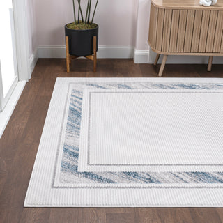 Varans Classic Border Marble Pattern High-low Area Rug