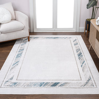 Varans Classic Border Marble Pattern High-low Area Rug