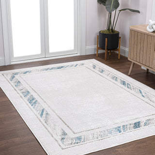 Varans Classic Border Marble Pattern High-low Area Rug