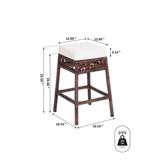 Raywood Rustic Bohemian Hyacinth/Wood Backless Counter Stool