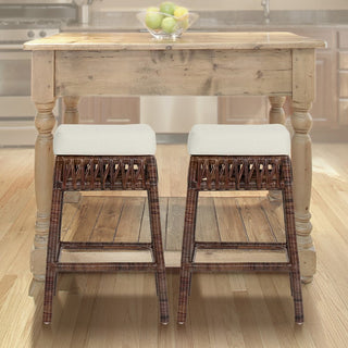 Raywood Rustic Bohemian Hyacinth/Wood Backless Counter Stool