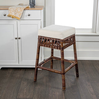 Raywood Rustic Bohemian Hyacinth/Wood Backless Counter Stool