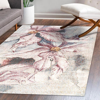 Trello Modern Abstract Muted Flowers Area Rug