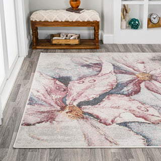 Trello Modern Abstract Muted Flowers Area Rug