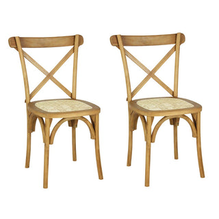 Seeta Classic Traditional X-Back Wood Rattan Dining Chair