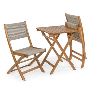 northbeam Modern Coastal 3-Piece Acacia Wood Outdoor Folding Bistro Set