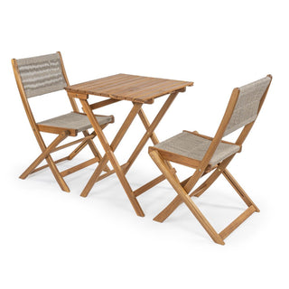 northbeam Modern Coastal 3-Piece Acacia Wood Outdoor Folding Bistro Set