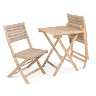 northbeam Modern Coastal 3-Piece Acacia Wood Outdoor Folding Bistro Set