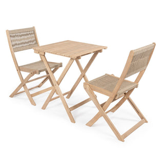 northbeam Modern Coastal 3-Piece Acacia Wood Outdoor Folding Bistro Set