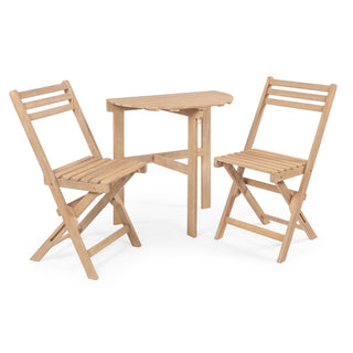 Costway Classic French Country 3-Piece Acacia Wood Half-Round Outdoor Folding Bistro Set