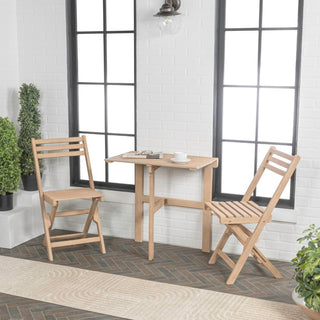 Devoko Modern Traditional 3-Piece Acacia Wood Outdoor Folding Bistro Set