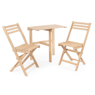 Devoko Modern Traditional 3-Piece Acacia Wood Outdoor Folding Bistro Set