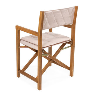 Patio Classic Mid-Century Outdoor Acacia Wood Foldable Diamond-Quilted Back Director Chair with Cushion