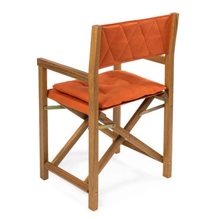 Patio Classic Mid-Century Outdoor Acacia Wood Foldable Diamond-Quilted Back Director Chair with Cushion